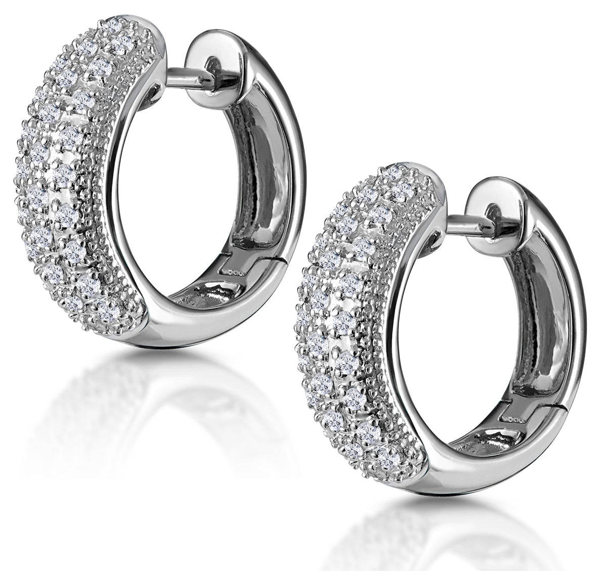 Huggie Earrings Lab Diamond Pave Set 0.33ct in 925 Silver